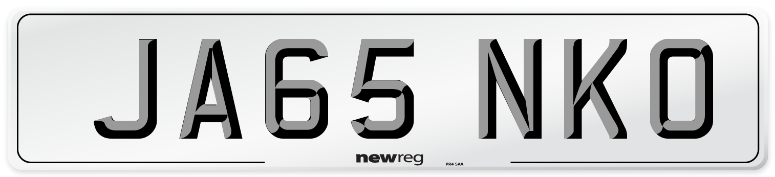 JA65 NKO Number Plate from New Reg